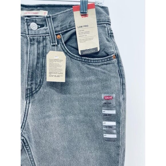 Levi's Jeans Grey Sz 27 Women’s Low Pro Straight Leg Mid Rise Paint Splatter New - Picture 3 of 9